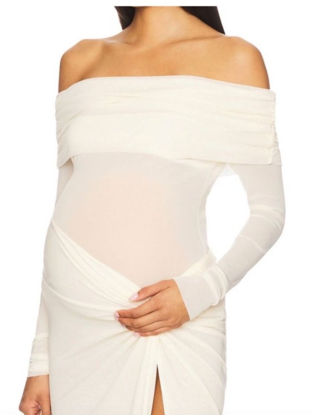 Bumpsuit Off The Shoulder Mesh Top Size M Long Sleeve Ivory